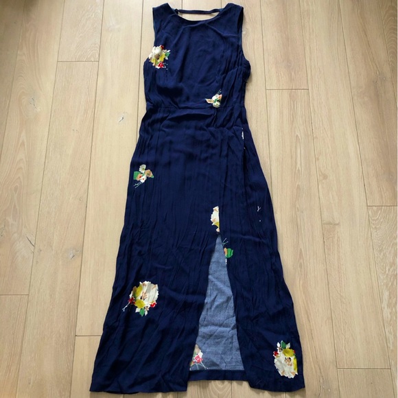 Zara Trafaluc Collection Floral Slit Dress in Navy - Picture 1 of 12